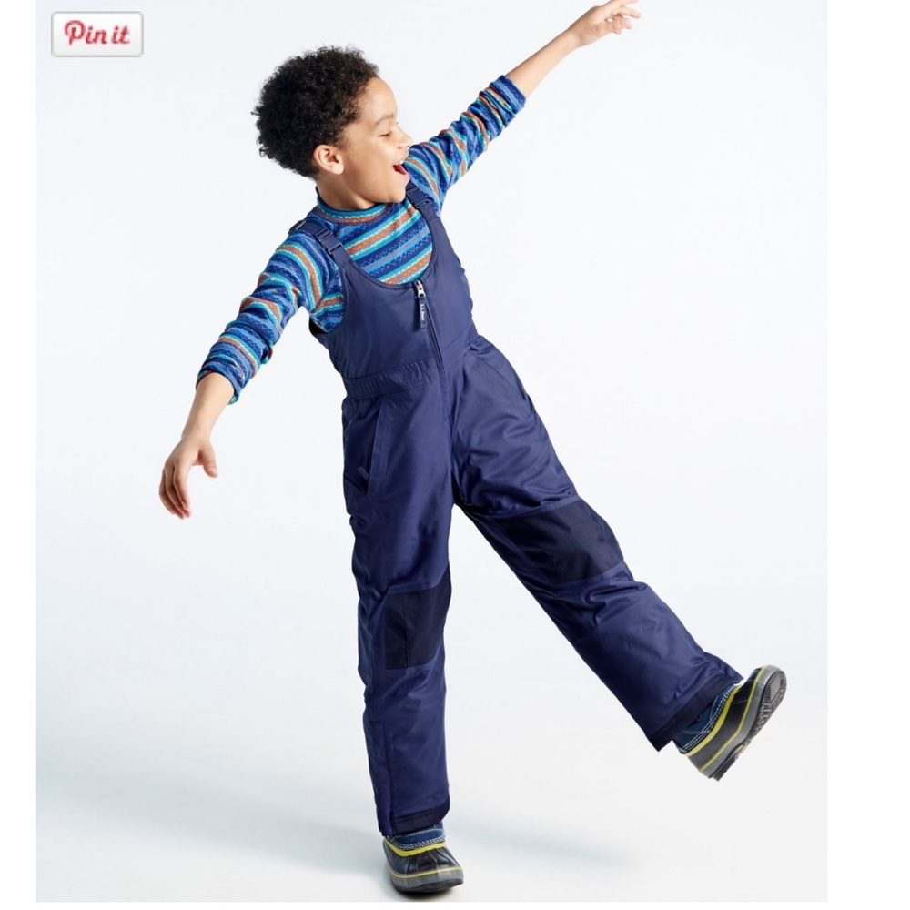 LL Bean kids cold buster snow bibs.